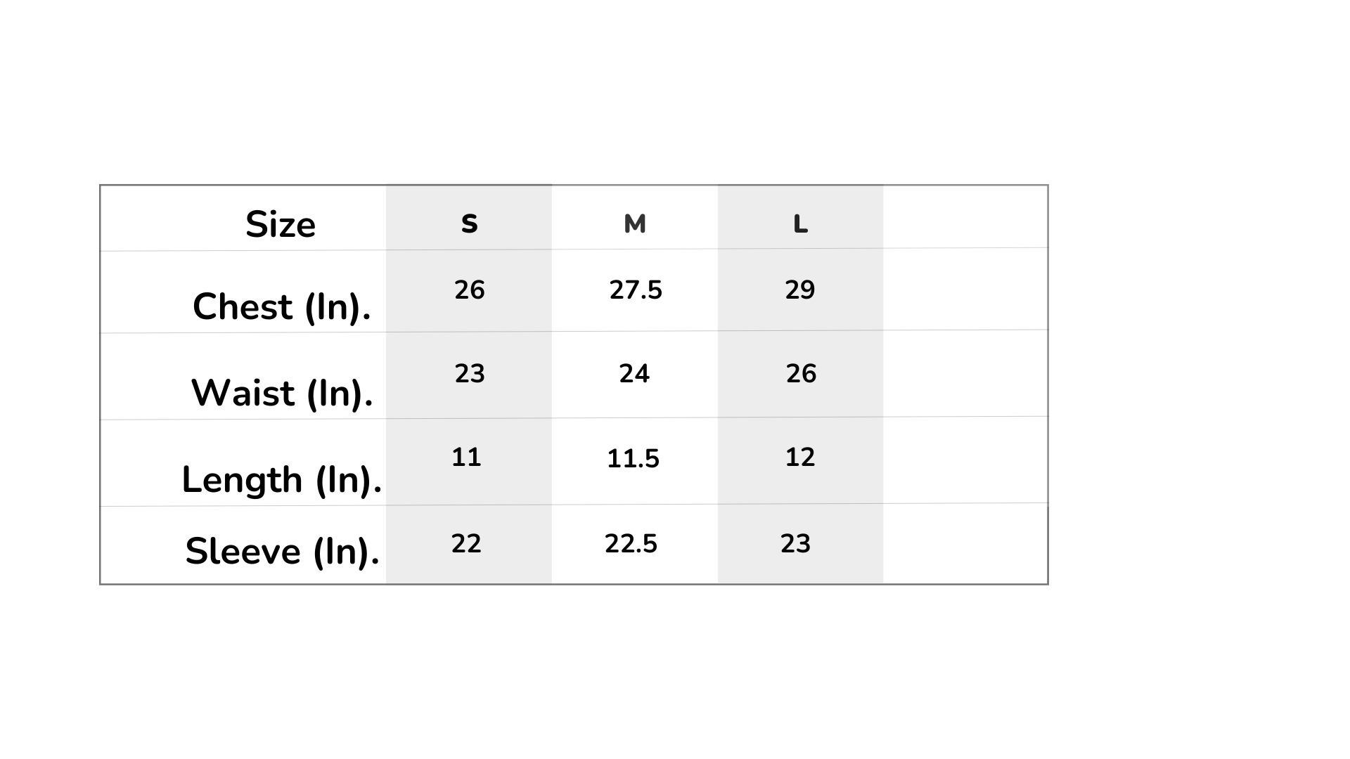 Yoga Sets Size Chart